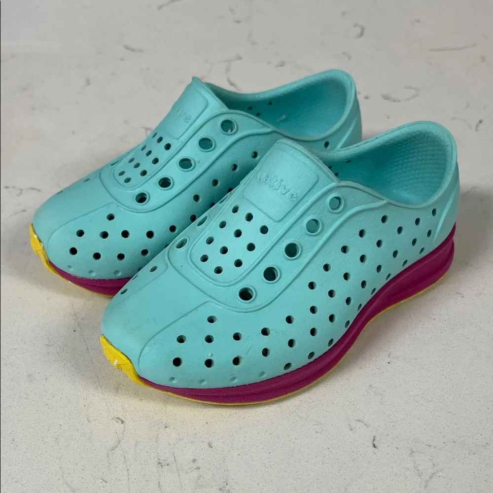 Native Robbie Sugarlite Slip-On Shoe Aqua and Pink Kids - Toddler Shoes Size 7